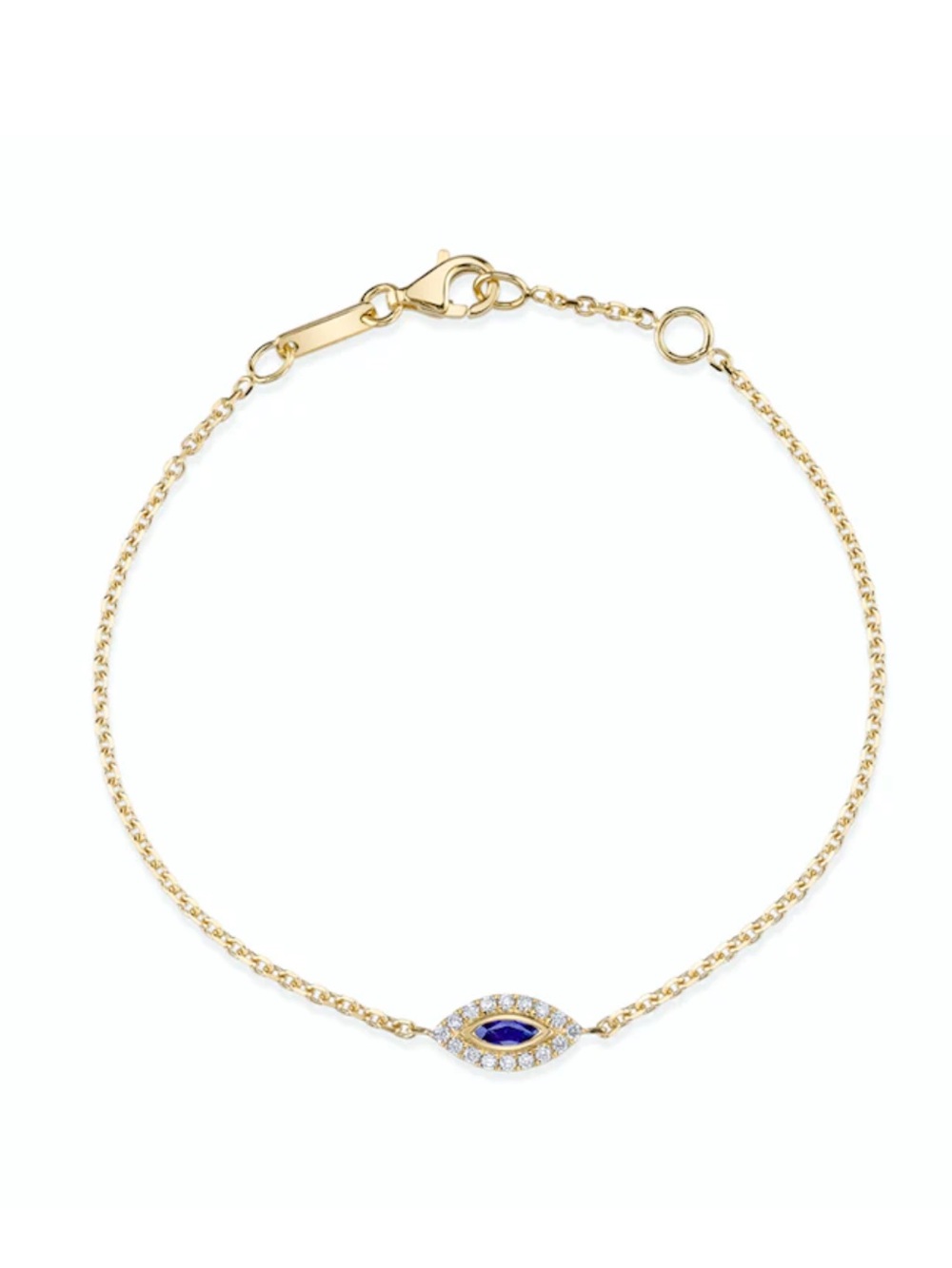 Anita Ko sapphire evil eye yellow gold chain bracelet